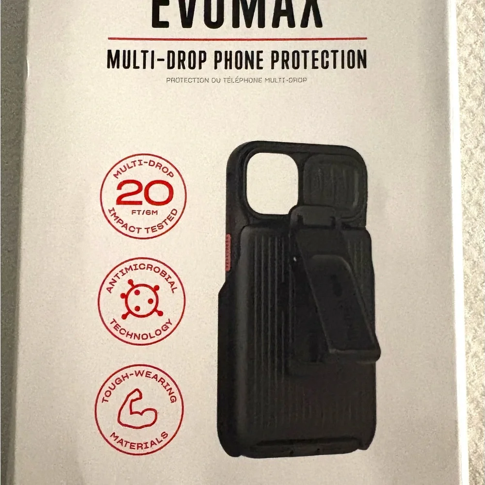 NEW Tech21 EvoMAX Case iPhone 13- 20 ft Drop Protection- Black / With Holster